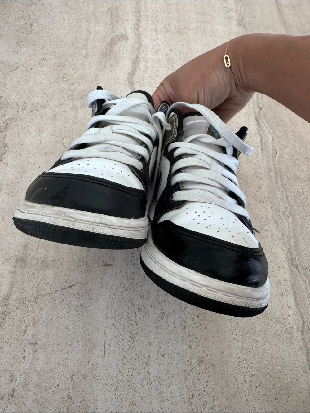 Air Jordan 1 mid. Black and white with Reflective iridescent heel panel. Size 13
